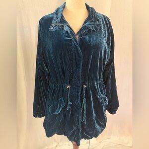 Torrid Teal Blue Crushed Velvet Anorak Jacket - Torrid Size 3 (22-24, 3X)
